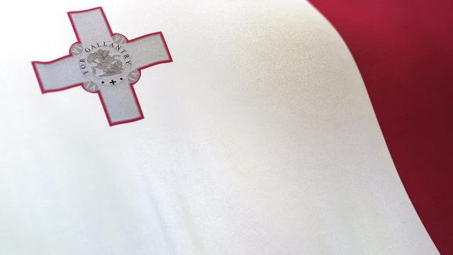 Malta national flag seamlessly waving on realistic satin texture 29.97FPS