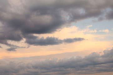Colorful clouds on sunset on a summer day