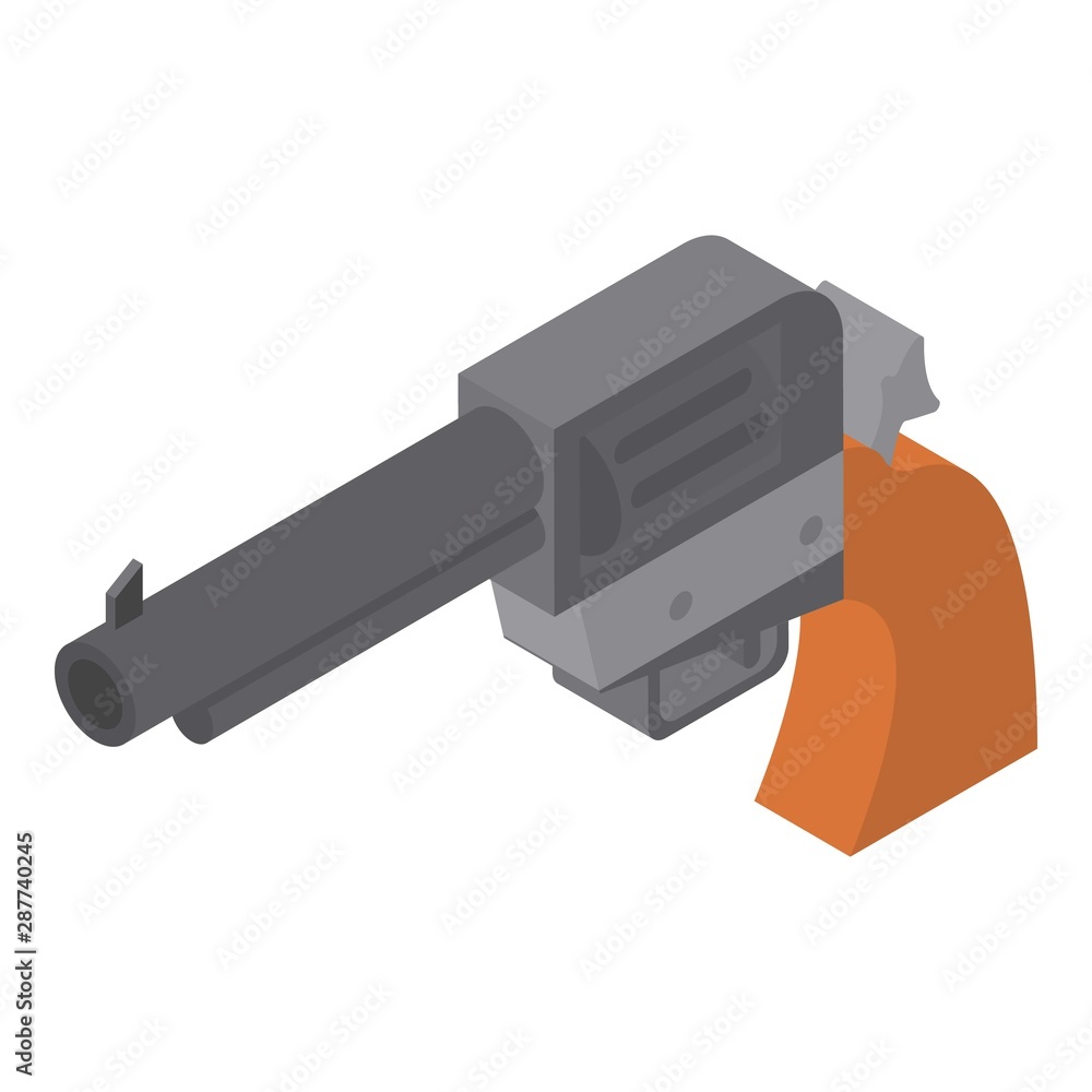 Poster revolver icon. isometric of revolver vector icon for web design isolated on white background