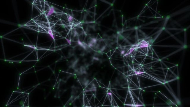 Color plexus structure. Beautiful animation for large screens. Change of focus.