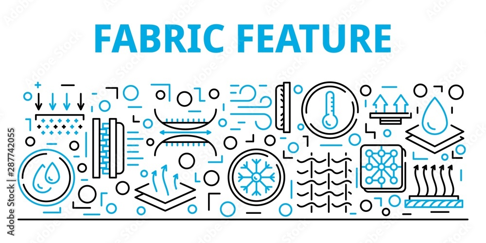 Poster fabric feature banner. outline illustration of fabric feature vector banner for web design