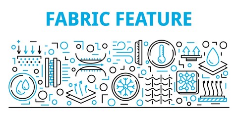 Fabric feature banner. Outline illustration of fabric feature vector banner for web design
