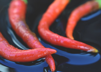 red pepper on a black background