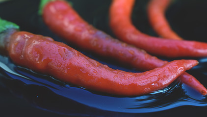 red pepper on a black background
