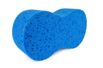 Blue sponge for car washing isolate on white background