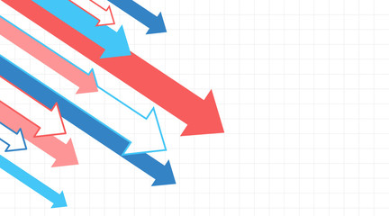 Business finance crisis concept. Money fall down symbol. Arrow decrease economy stretching rising drop. Lost crisis bankrupt declining. Cost reduction. loss of income. vector illustration.