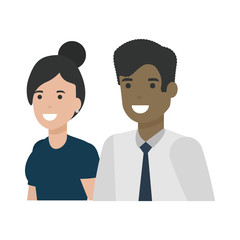 Couple of woman and man cartoon design