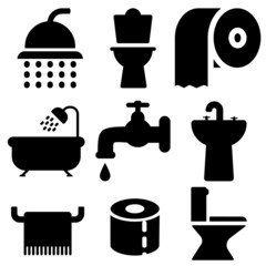 Bathroom vector icons set. Bathroom icon. bath illustration symbo