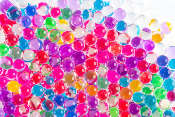 Multicolored hydrogel balls for colorful background.