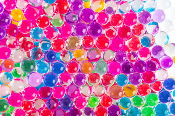 Multicolored hydrogel balls for colorful background.