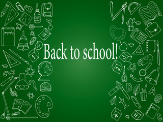 Vector illustration of school design with stationery