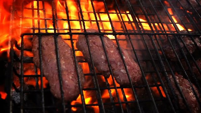 Meat Food Cooking on Coal Fire Barbecue