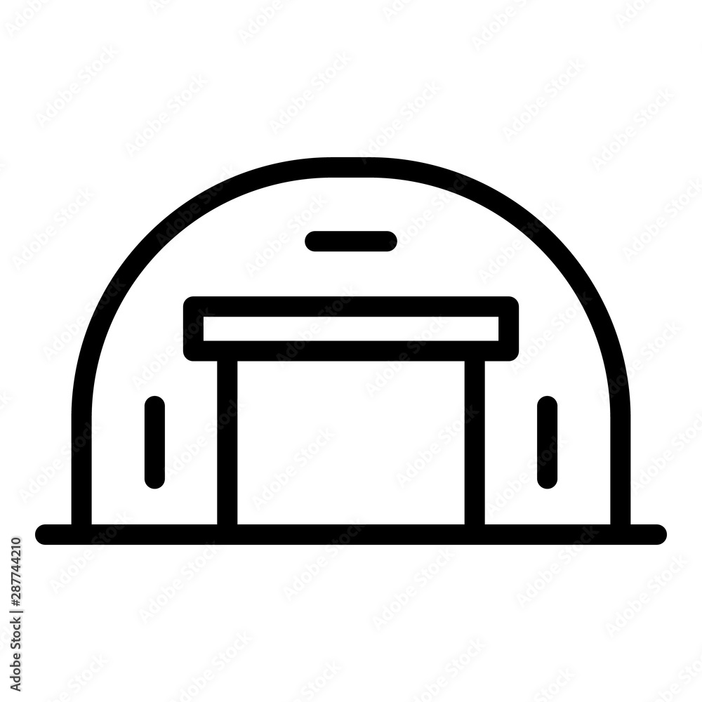 Poster factory hangar icon. outline factory hangar vector icon for web design isolated on white background
