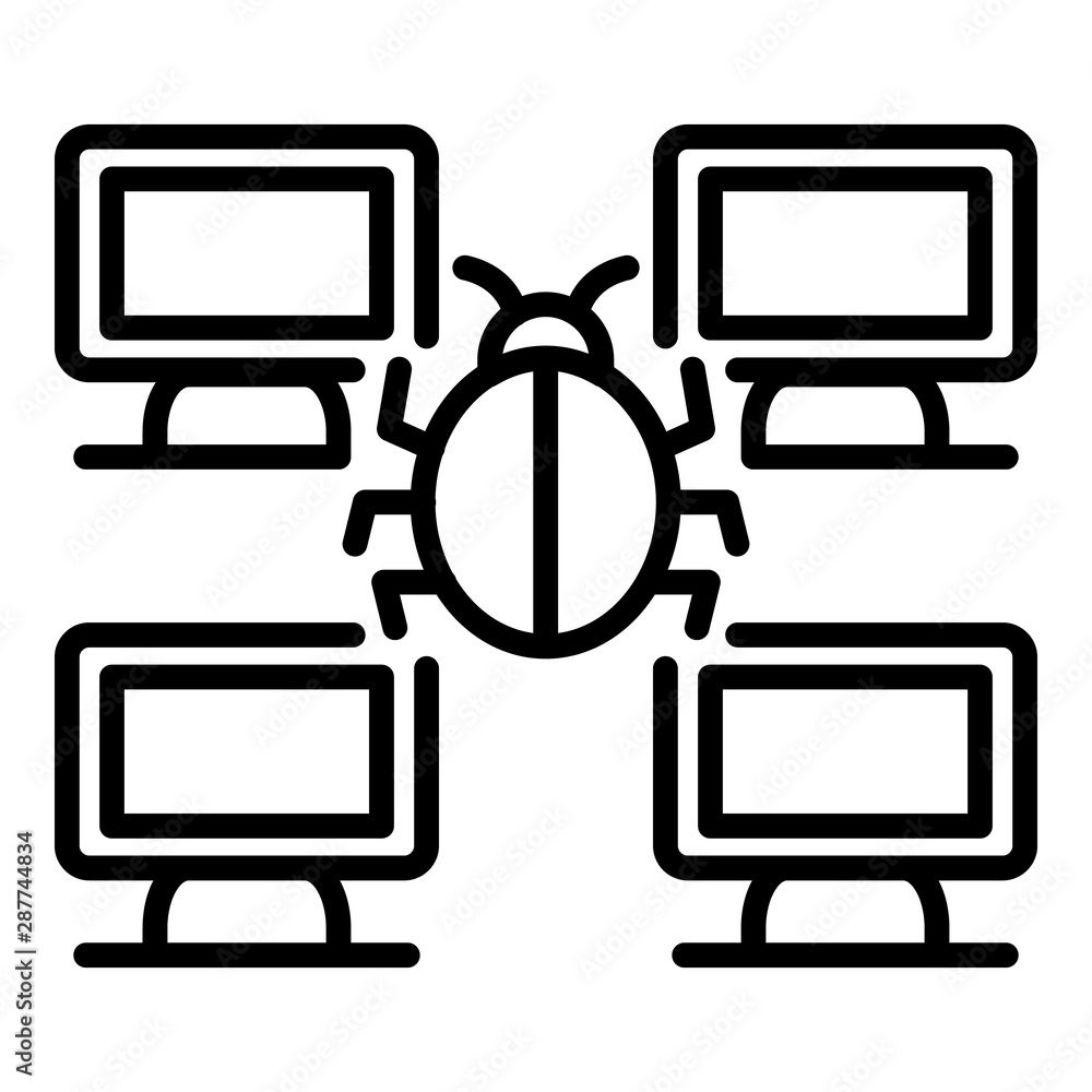 Poster computer network bug icon. outline computer network bug vector icon for web design isolated on white