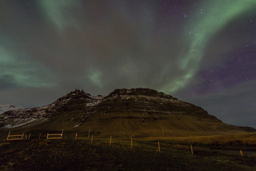 Northern Lights in Kirkjufell Mountain in Iceland