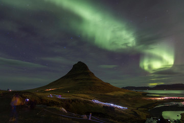 Northern Lights in Kirkjufell Mountain in Iceland