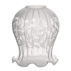 Glass cover opaque with an ornament for an electric lamp isolated on white background