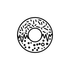 Donut icon. Sweet donut vector illustration. Doughnut glaze outline icon design. Delicious sweet donut illustration. Vector illustration in line style