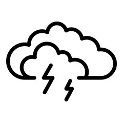Storm cloud icon. Outline storm cloud vector icon for web design isolated on white background
