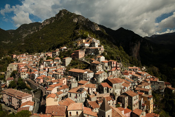 old italian city high in the mountains