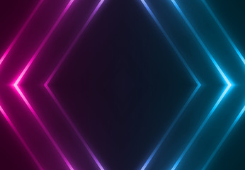 Fototapeta na wymiar Dark abstract futuristic background. Neon lines, glow. Neon lines, shapes. Pink and blue glow