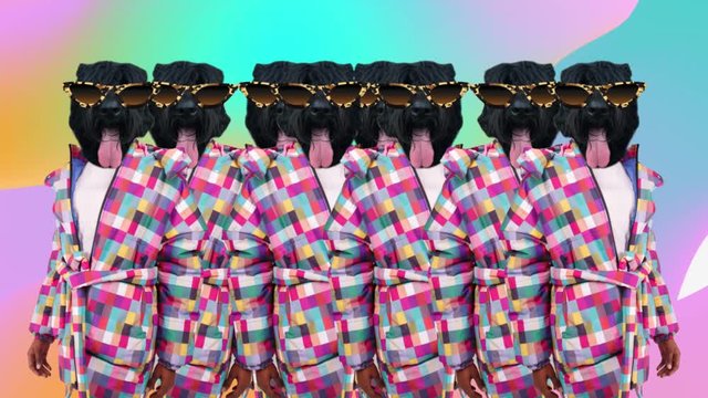 90's and 80`s style vector animation. Colorful pop art background video. Vector illustration retro background palm tree. stock footage