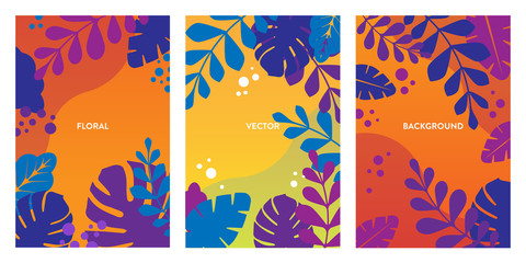 Fototapeta na wymiar Floral Vector Backgrounds Set of 3