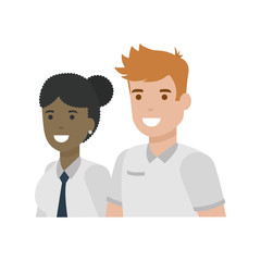 Couple of woman and man cartoon design