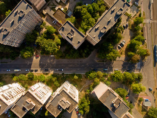 Fototapeta na wymiar Top view of european city. Aerial view.