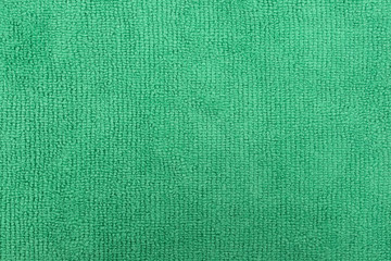 Close view of a green microfiber cleaning cloth