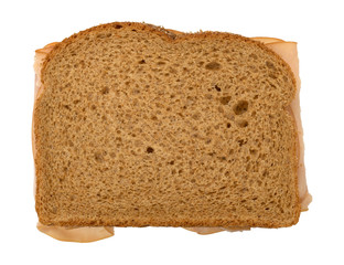 Smoked turkey sandwich on a white background