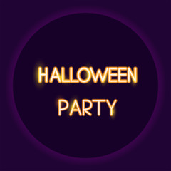 Fototapeta na wymiar Greeting halloween party text neon icon. Halloween neon sign. Holiday concept. Vector illustration.