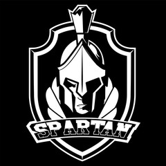Spartan logo shield black & white
