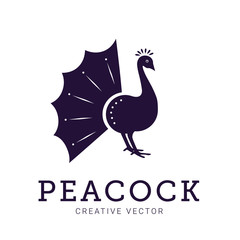 Fototapeta na wymiar peacock logo illustration on white background, vector