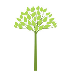 Simple green tree with green trunk. Eco concept