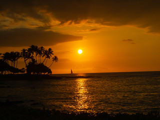 Fototapeta na wymiar ハワイの夕日