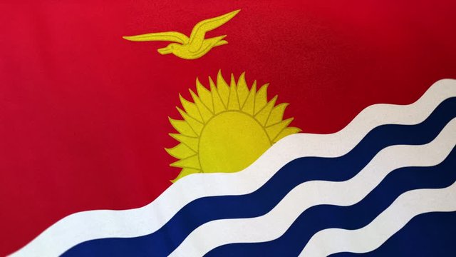 Kiribati national flag seamlessly waving on realistic satin texture 29.97FPS