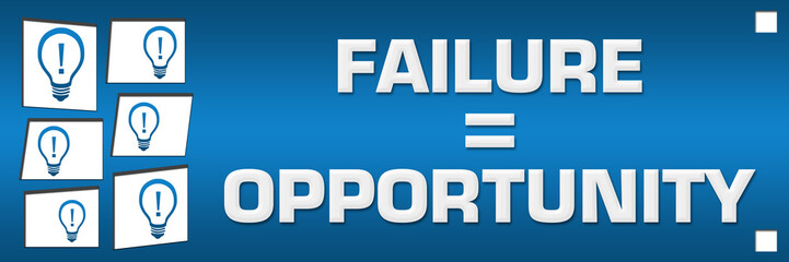 Failure Is Opportunity Blue Bulbs White Grid Left Horizontal 