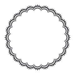 Vector black lacy circular frame. Isolated on white background. - obrazy, fototapety, plakaty