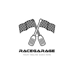 race flag logo and icon vector illustration design template