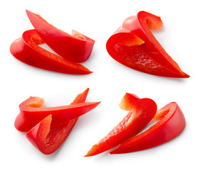 Red pepper slice isolate. Paprika. Red bell pepper. Cut peppers. With clipping path.