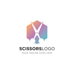scissors logo and icon vector illustration design template