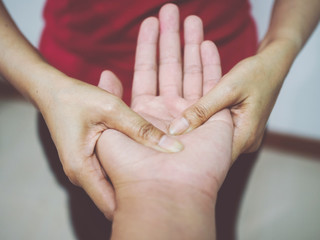 close up of the relaxing palm massage 