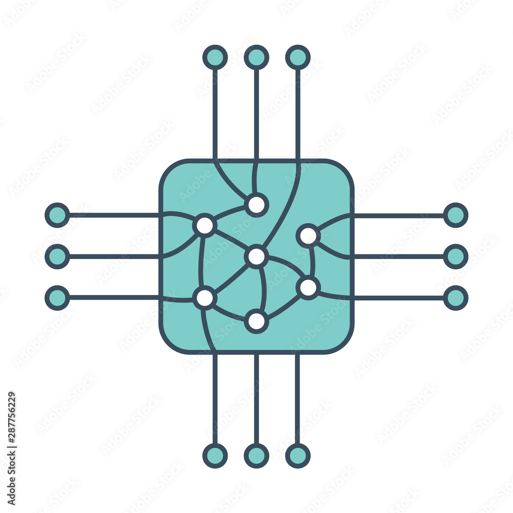 Fototapete chip icon with ai neural network inside