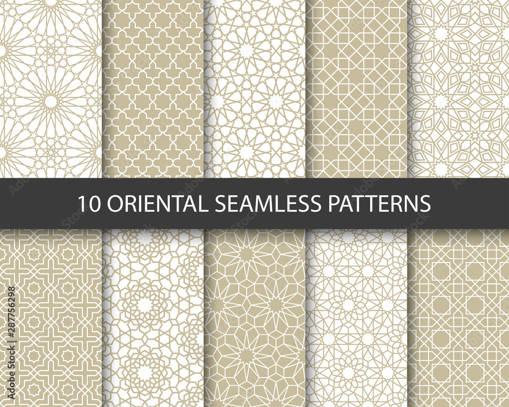Aufkleber Vector set of 10 ornamental seamless patterns. Collection of luxury patterns in the oriental style. Patterns added to the swatch panel.
