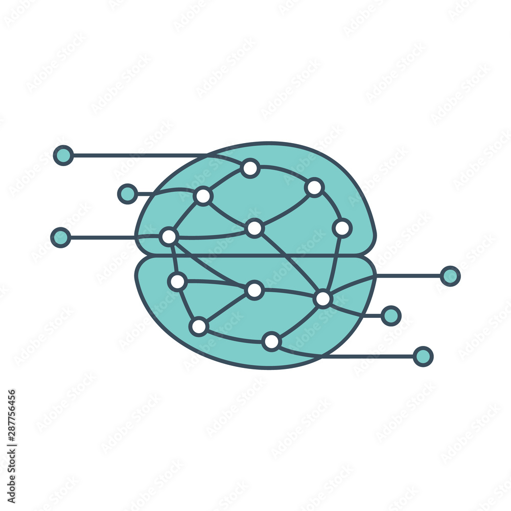 Fototapete brain icon with ai neural network inside