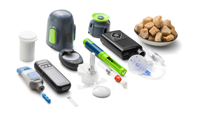 Education about equipment you need to control diabetes: insulin pump, glucose meter, insulin pen, sugar (for low blood sugar), counting carbohydrates, blood glucose sensor (for continuous monitoring)