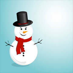 Snowman on blue background. vector..