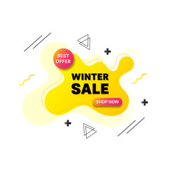 Winter sale banner. Memphis style. Sale offer price sign.Discount text. Gradient shape badge. Vector	