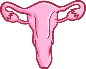 Obraz na płótnie Canvas Funny and cute uterus in cartoon style
